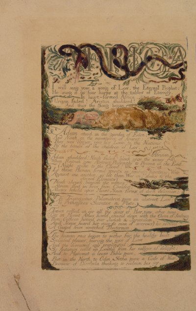 Plaat 3 uit The Song of Los, kopie B, in de collectie van de Library of Congress door William Blake